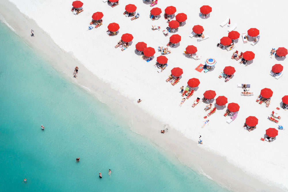 Photography by Gray Malin of Red Umbrellas, Naples, Florida