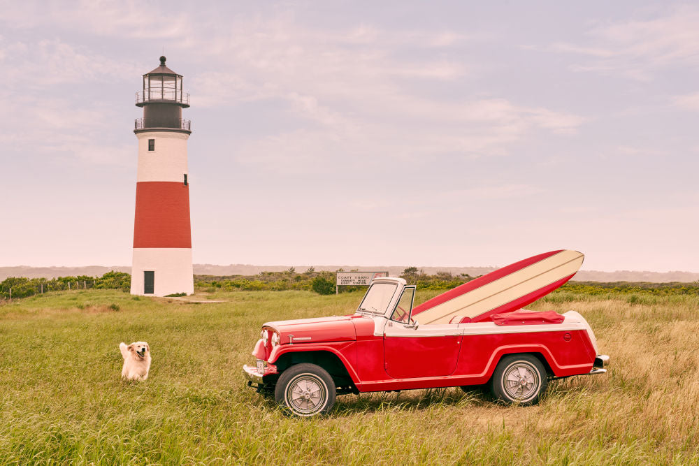 Photography by Gray Malin of Sankaty Head Lighthouse Jeepster, Nantucket