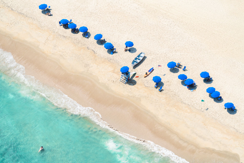 Photography by Gray Malin of Spring Lake Blue Umbrellas, New Jersey