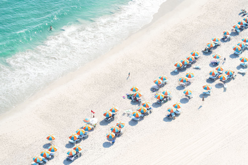 Photography by Gray Malin of Striped Umbrellas, Cape May, New Jersey