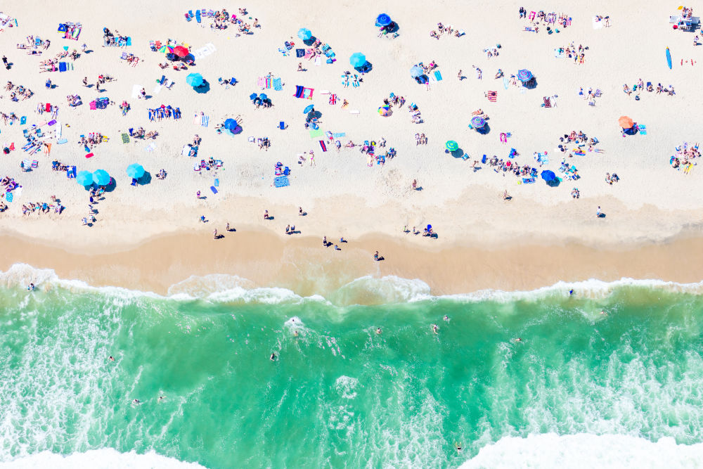 Photography by Gray Malin of Surfside Beach Sunbathers, Nantucket