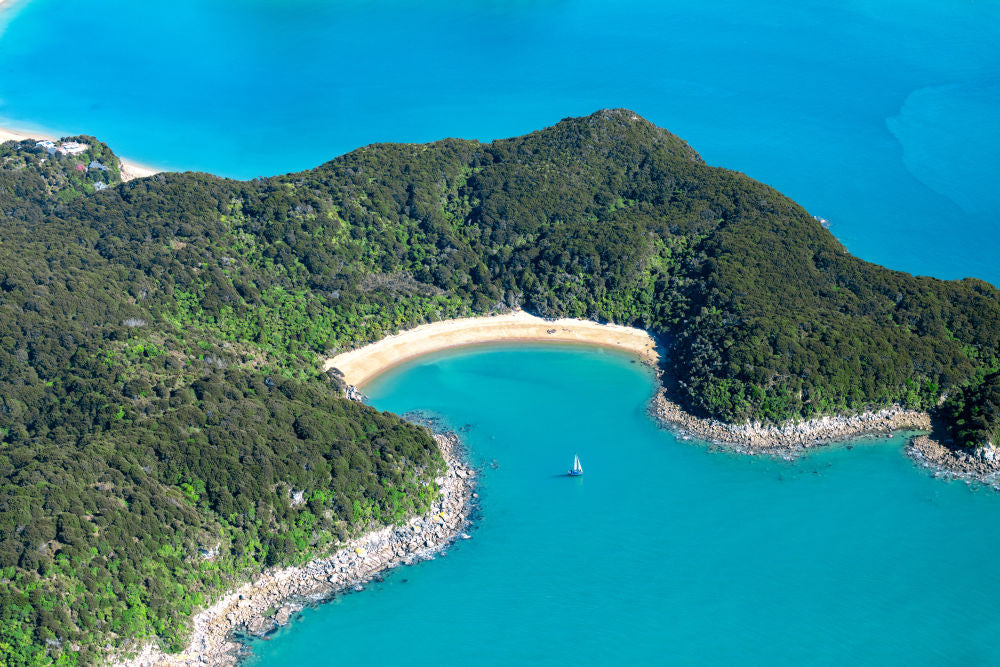 Photography by Gray Malin of Te Pukatea Bay, Abel Tasman National Park, New Zealand