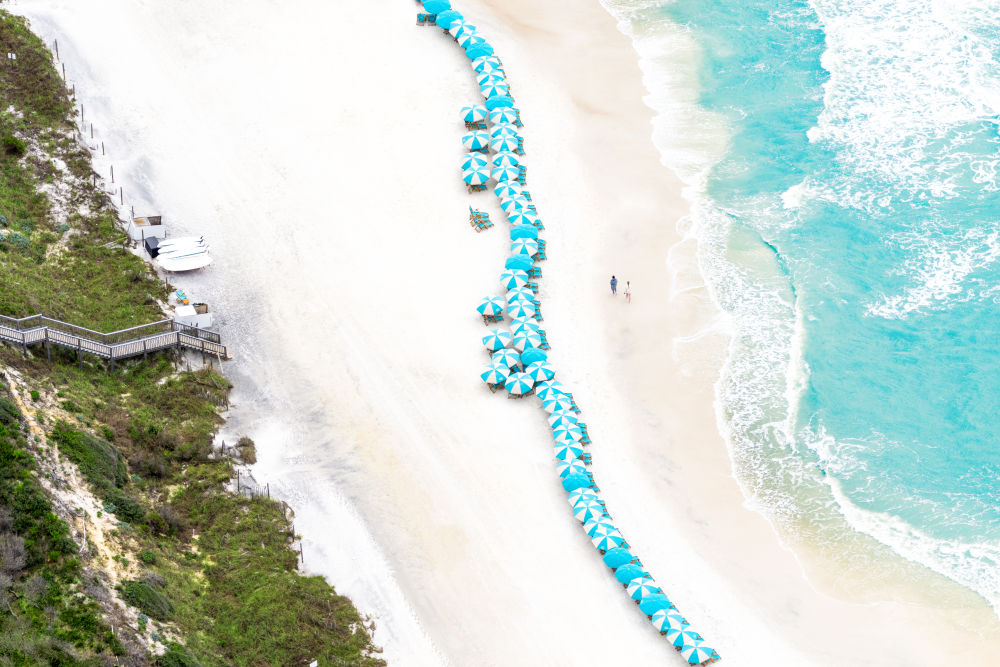 Photography by Gray Malin of Teal Umbrella Beach Club, Rosemary Beach, 30A Florida