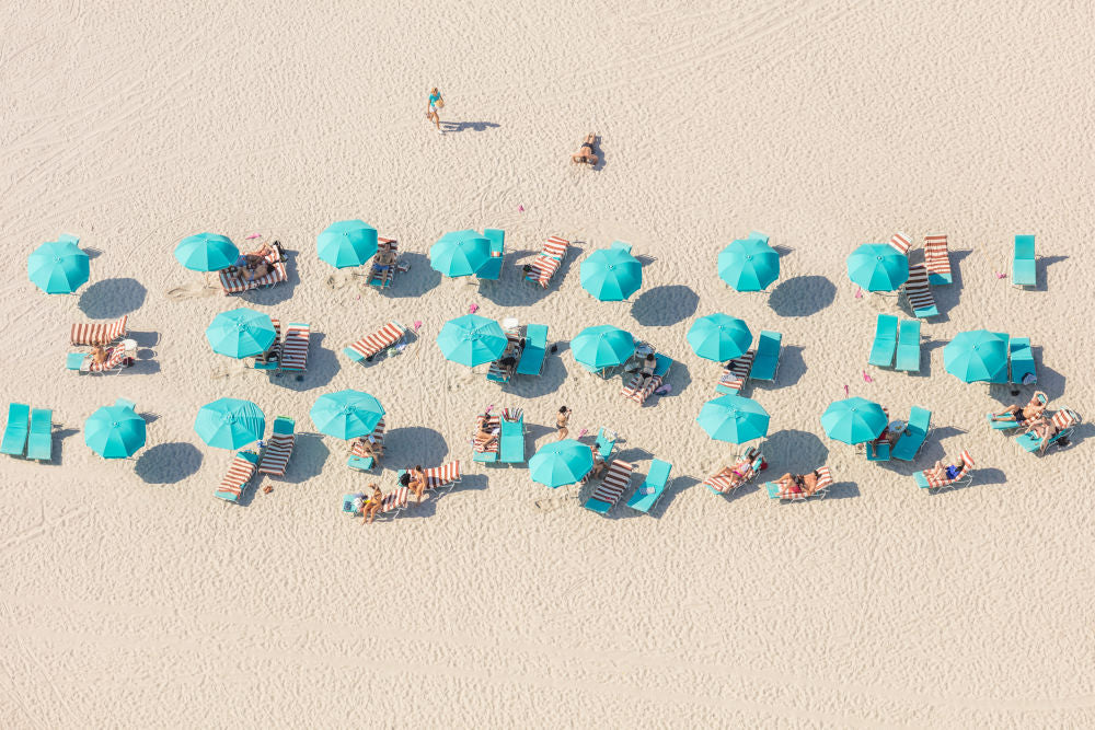 Photography by Gray Malin of Teal Umbrellas, Miami