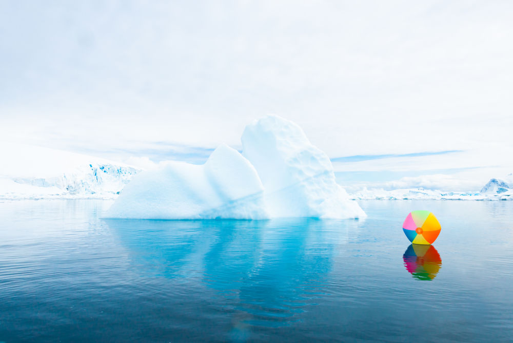 Photography by Gray Malin of The Beach Ball, Antarctica