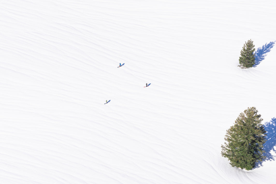 Photography by Gray Malin of Three Skiers, Homewood Mountain, Lake Tahoe