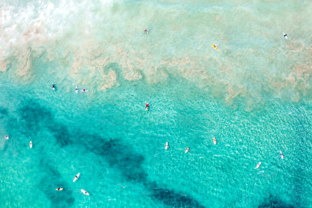 Photography by Gray Malin of Tourmaline Beach Surfers