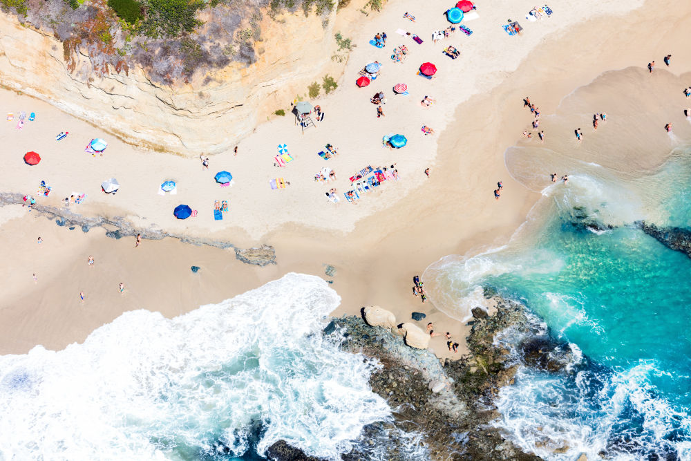 Photography by Gray Malin of West Street Beach, Laguna Beach