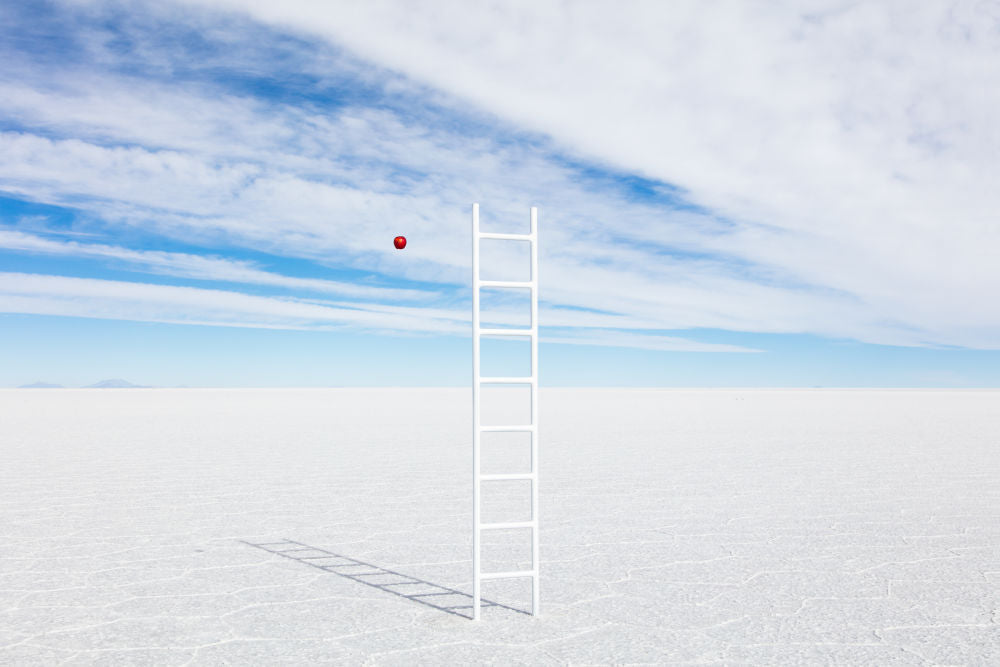 Photography by Gray Malin of White Ladder with Apple