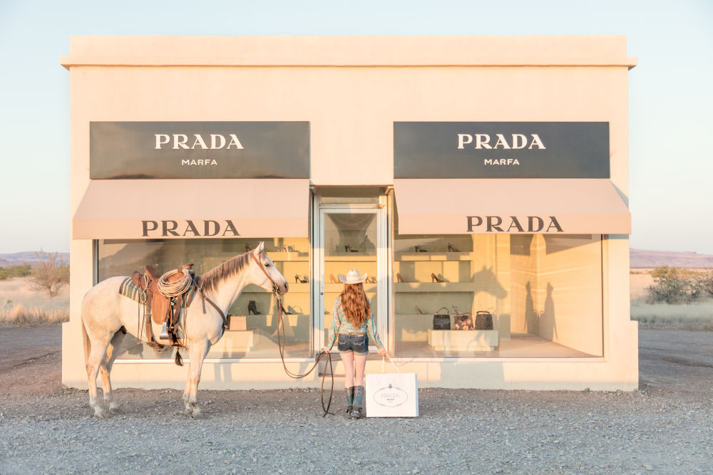 Photography by Gray Malin of Window Shopping, Prada Marfa