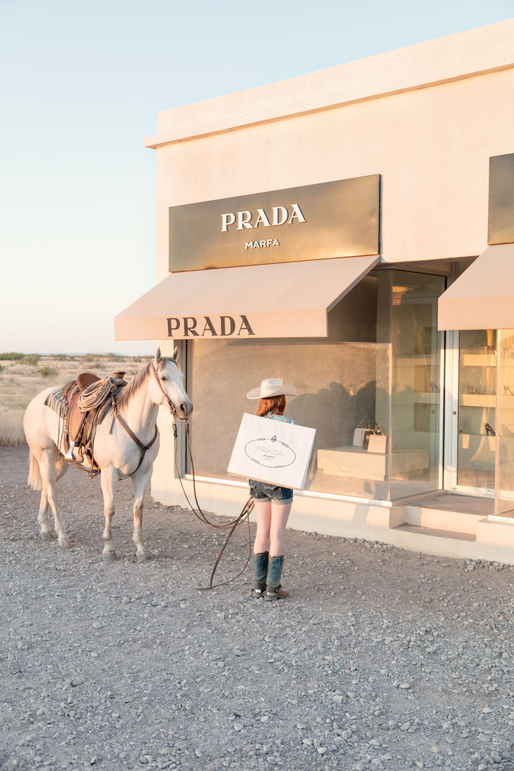 Photography by Gray Malin of Window Shopping Vertical, Prada Marfa
