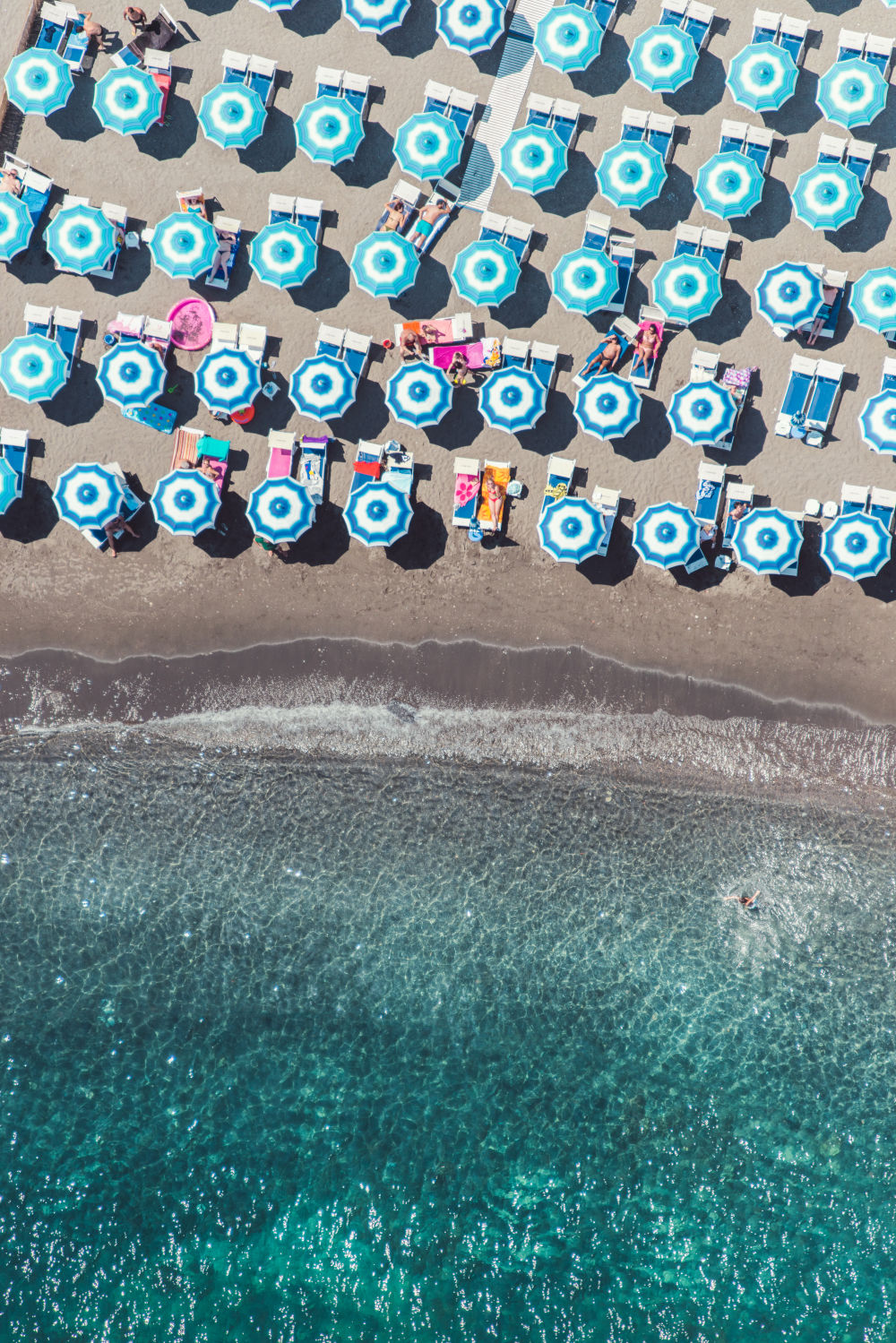 Photography by Gray Malin of Amalfi Blue Umbrellas, Vertical
