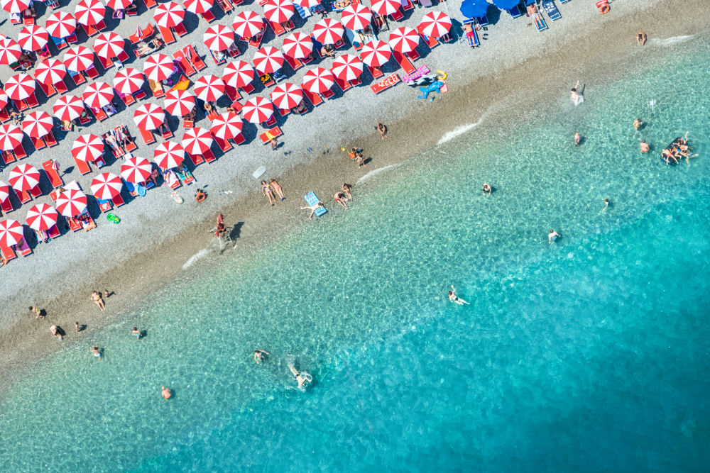 Photography by Gray Malin of Amalfi Red Umbrellas