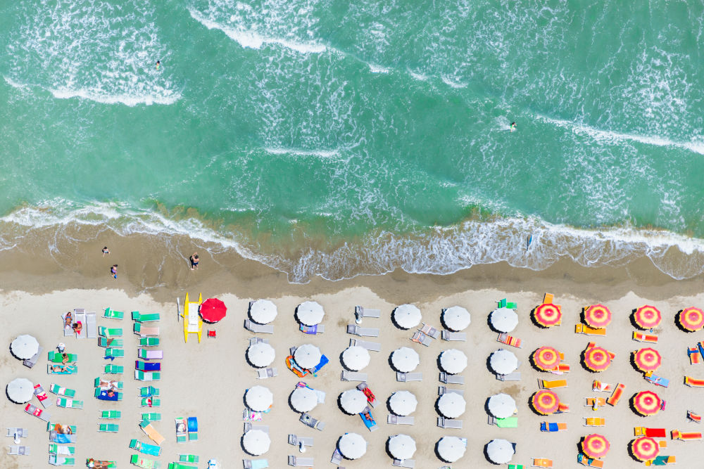 Photography by Gray Malin of Bellariva Beach, Italy