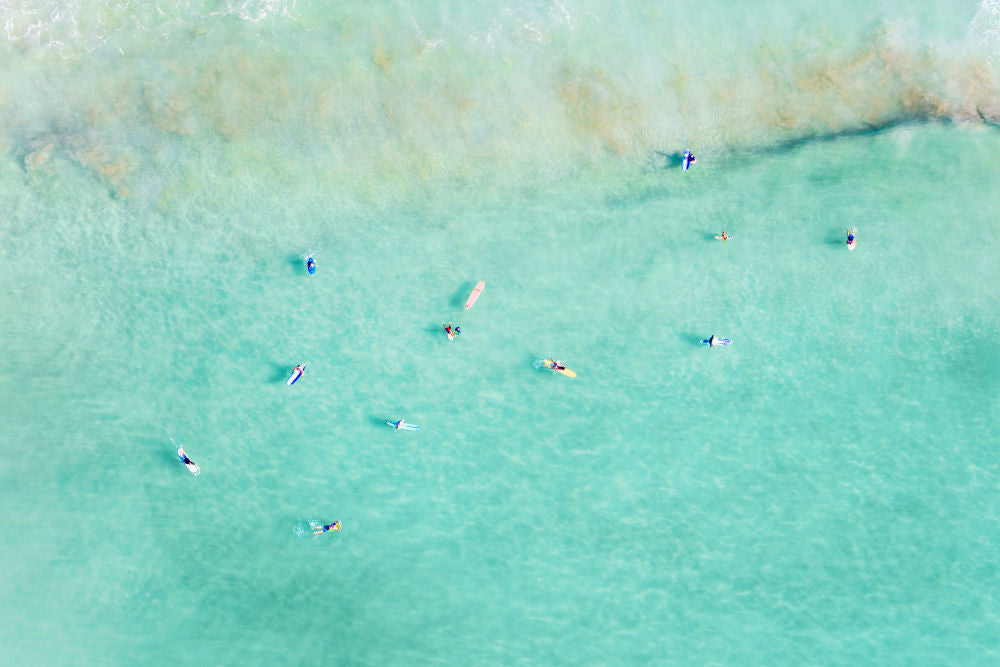 Photography by Gray Malin of Hanalei Bay Surfers, Kauai