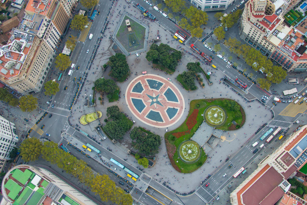 Photography by Gray Malin of Plaza de Catalunya