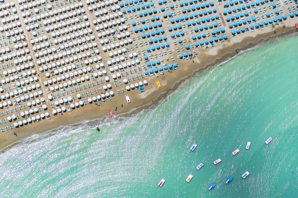 Photography by Gray Malin of Rimini Beach, Italy