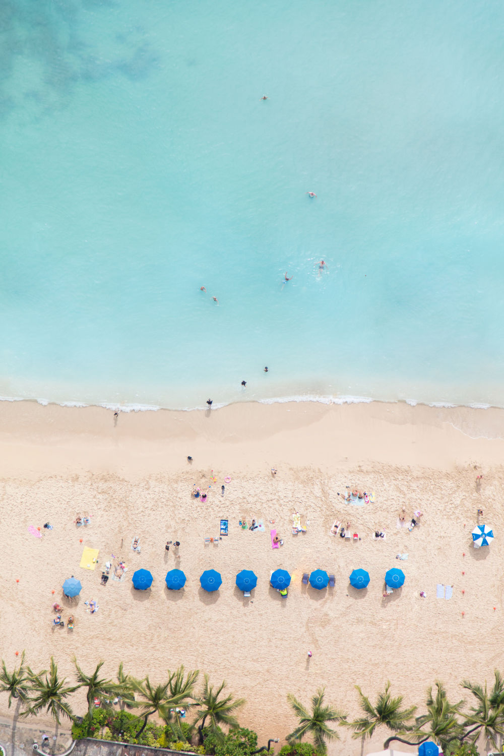 Photography by Gray Malin of Waikiki Blue Umbrellas