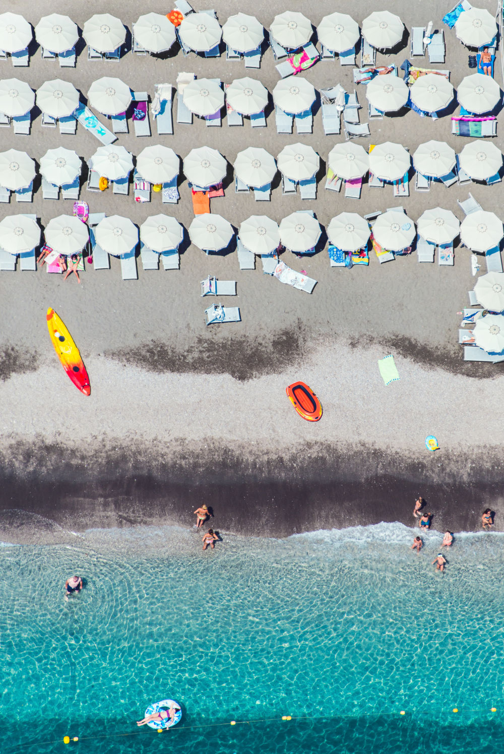 Photography by Gray Malin of White Umbrellas, Amalfi