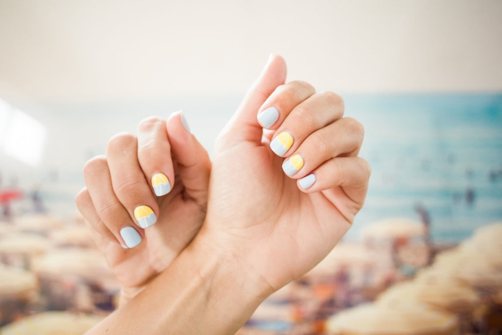 “Paros Yellow Umbrellas” Inspired Mani