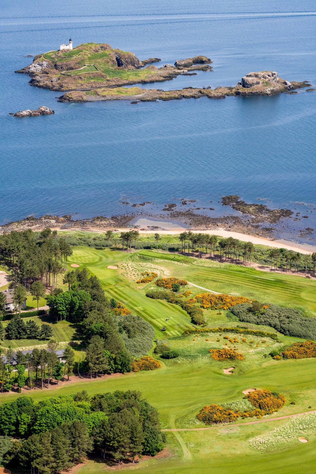 Archerfield Golf Links and Fidra Lighthouse, Scotland