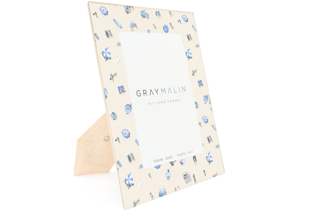 The Beach Toile Vertical Picture Frame - Indigo Blue by Gray Malin
