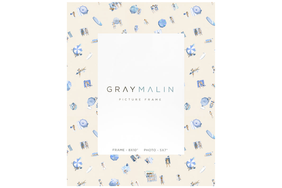 The Beach Toile Vertical Picture Frame - Indigo Blue by Gray Malin