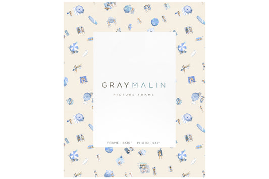 The Beach Toile Vertical Picture Frame - Indigo Blue