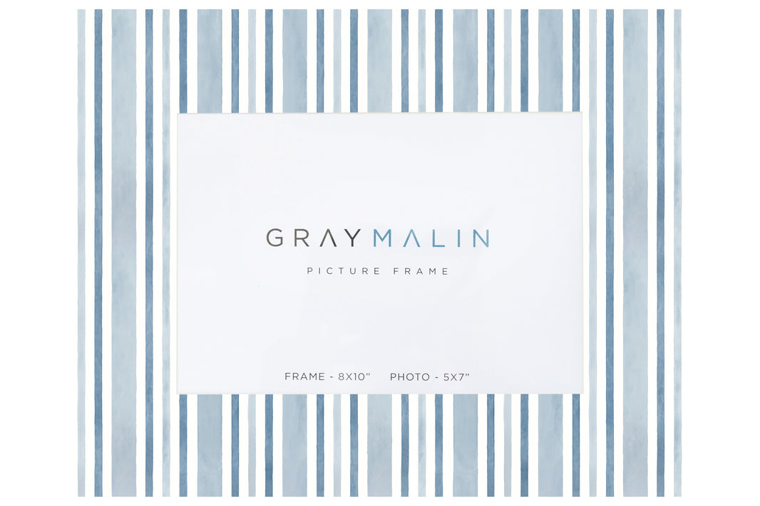 The Cabana Stripe Horizontal Picture Frame - Indigo Blue by Gray Malin