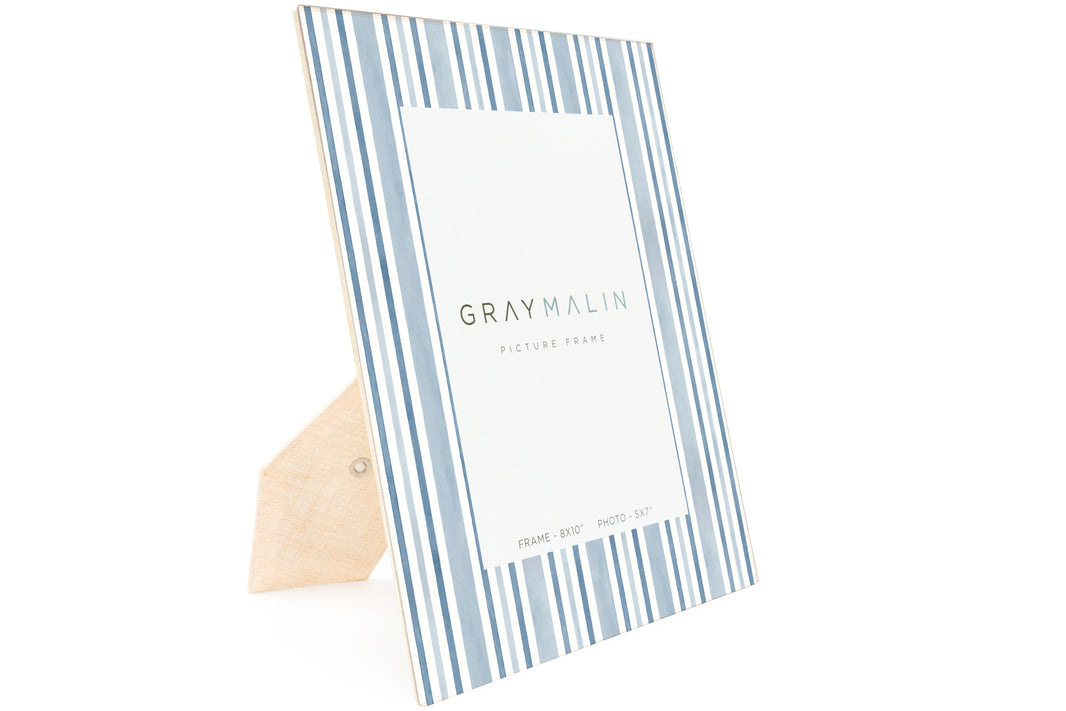 The Cabana Stripe Vertical Picture Frame - Indigo Blue by Gray Malin