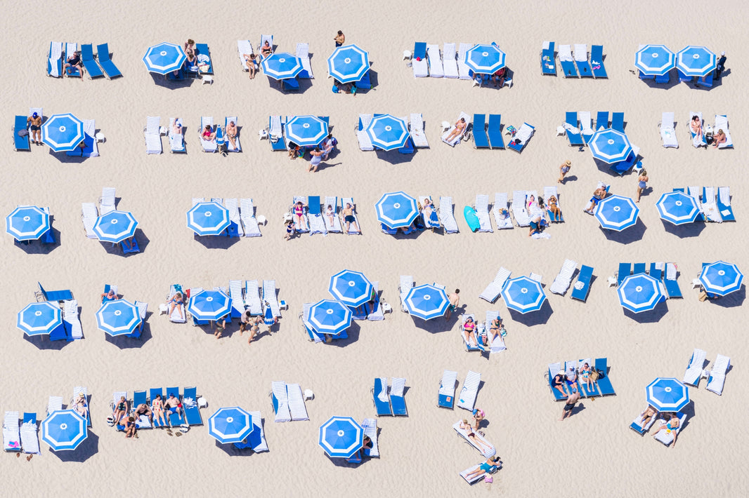 Photography by Gray Malin of Blue Beach Umbrellas, Fort Lauderdale, Florida