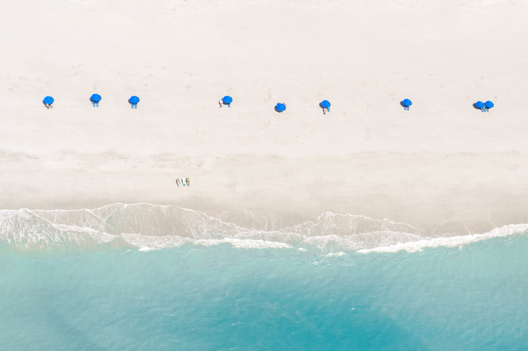 Photography by Gray Malin of Blue Umbrellas, Sullivan's Island, South Carolina