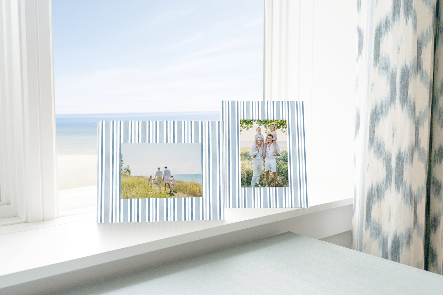 The Cabana Stripe Horizontal Picture Frame - Indigo Blue