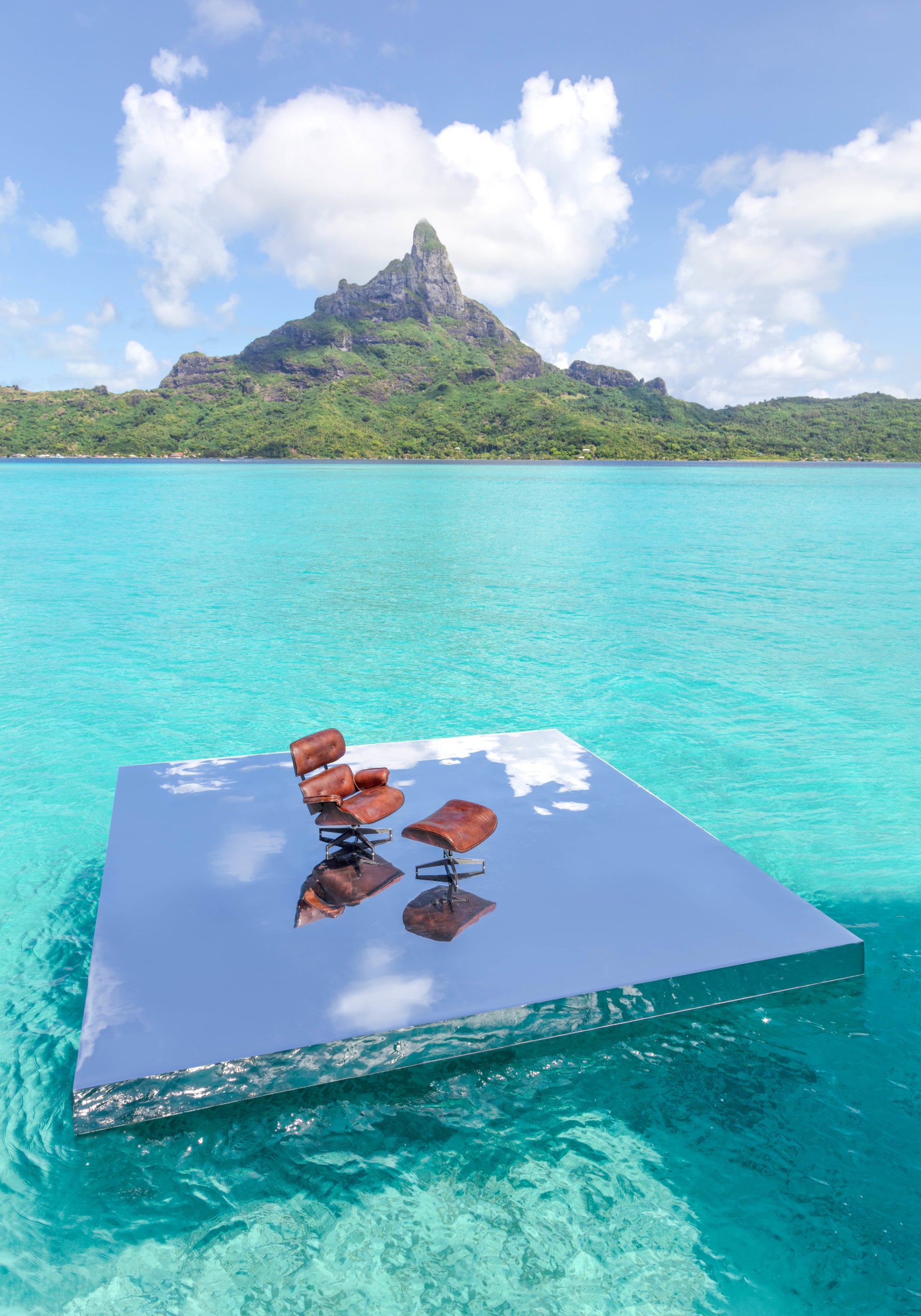 Eames Lounge Chair and Ottoman Vertical, Bora Bora