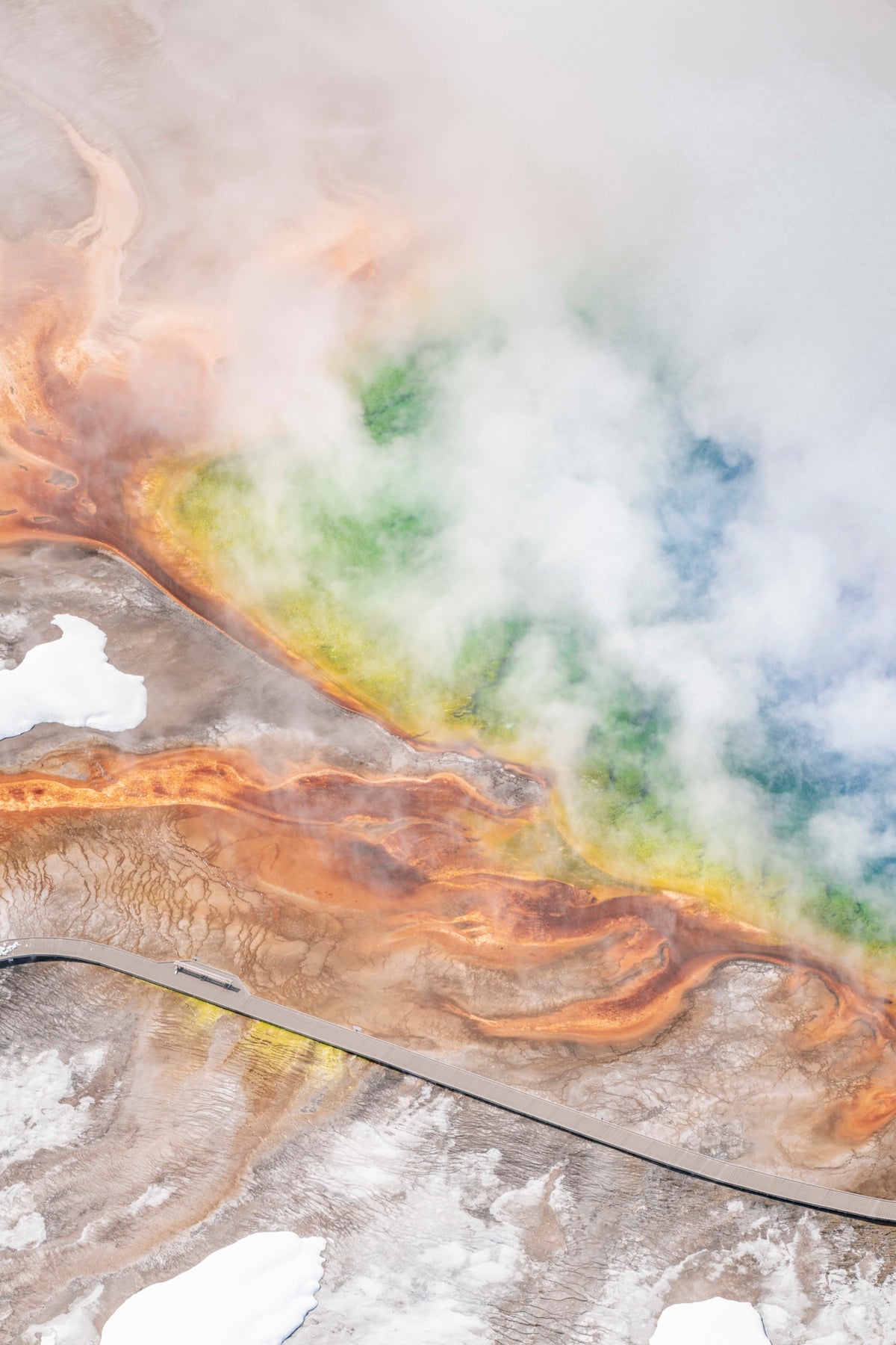 Grand Prismatic Spring Winter Fog Vertical, Yellowstone National Park