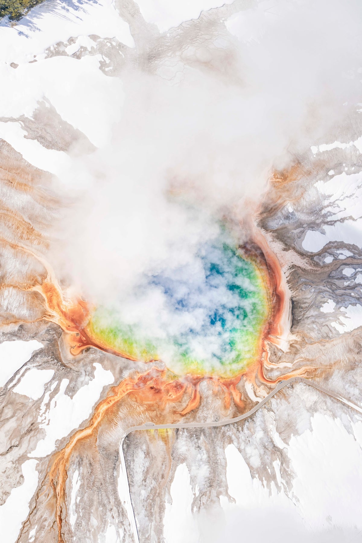 Grand Prismatic Spring Winter Vista Vertical, Yellowstone National Park