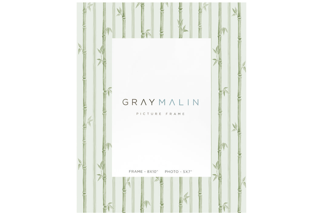 The Veranda Bamboo Vertical Picture Frame - Riviera Green by Gray Malin