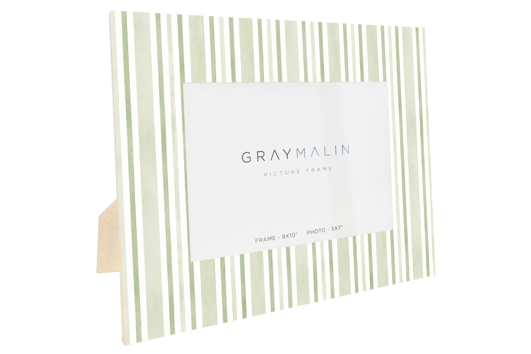 The Cabana Stripe Horizontal Picture Frame - Riviera Green by Gray Malin