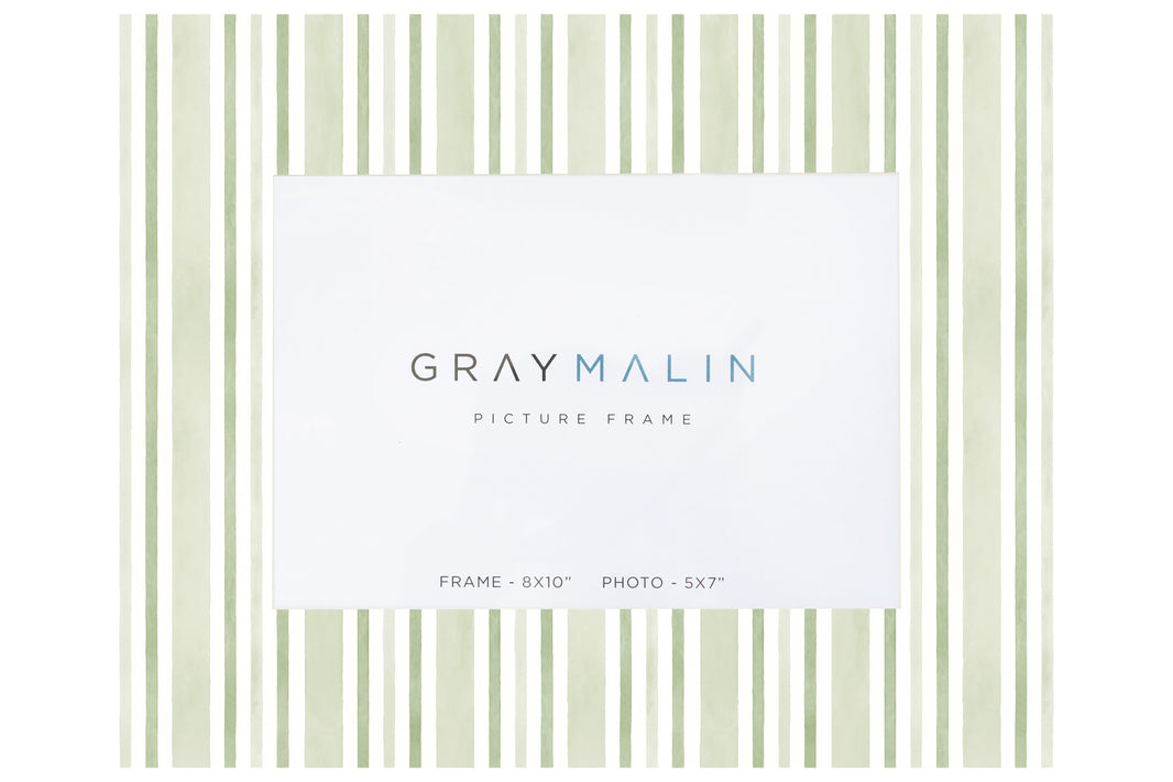 The Cabana Stripe Horizontal Picture Frame - Riviera Green by Gray Malin