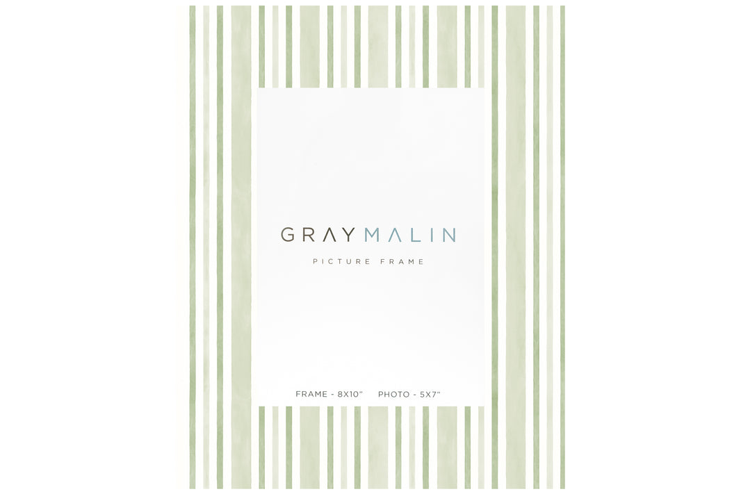 The Cabana Stripe Vertical Picture Frame - Riviera Green by Gray Malin