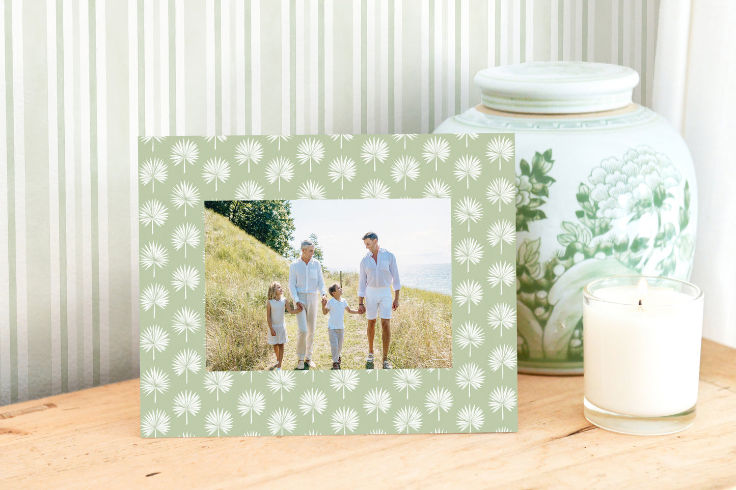 The Isla Palm Horizontal Picture Frame -  Celadon Green