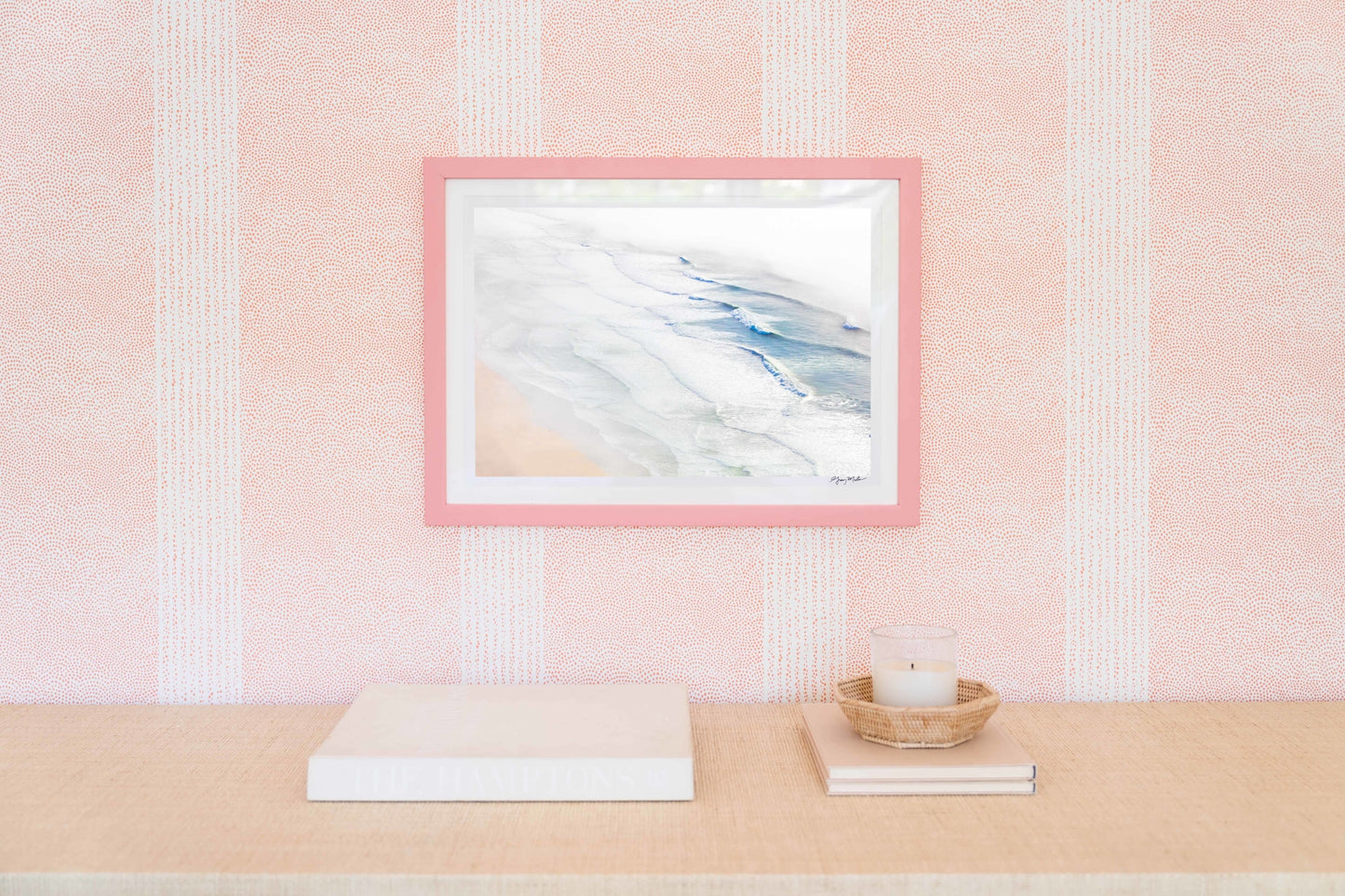 Ocean Beach Waves, San Francisco, Pink Frame