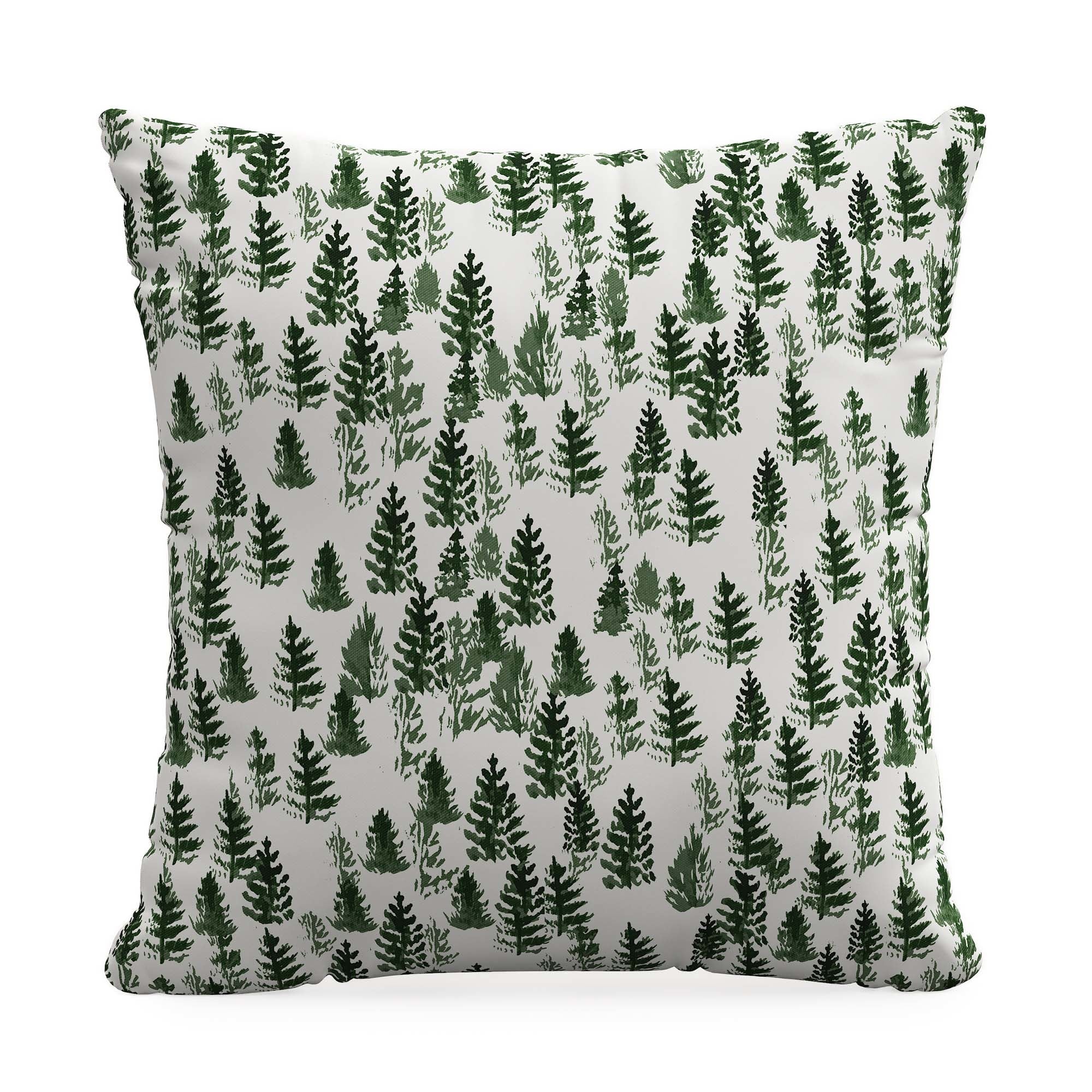 The Pine Trees Toile Pillow, Green