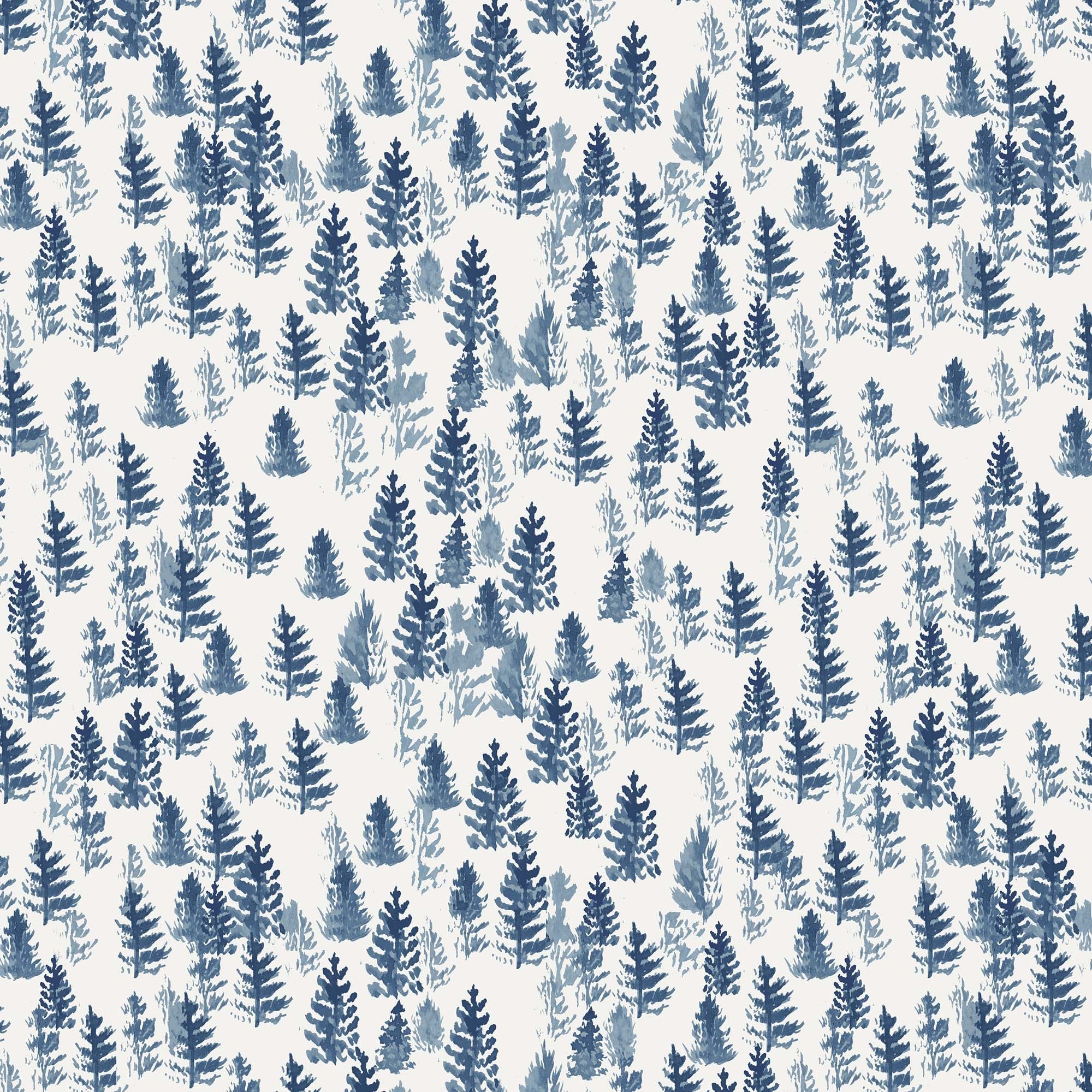 The Pine Trees Toile Pillow, Navy