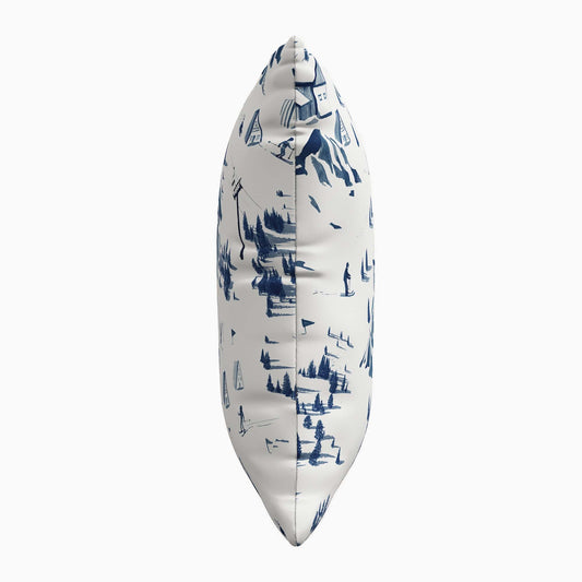 The Ski Toile Pillow, Blue