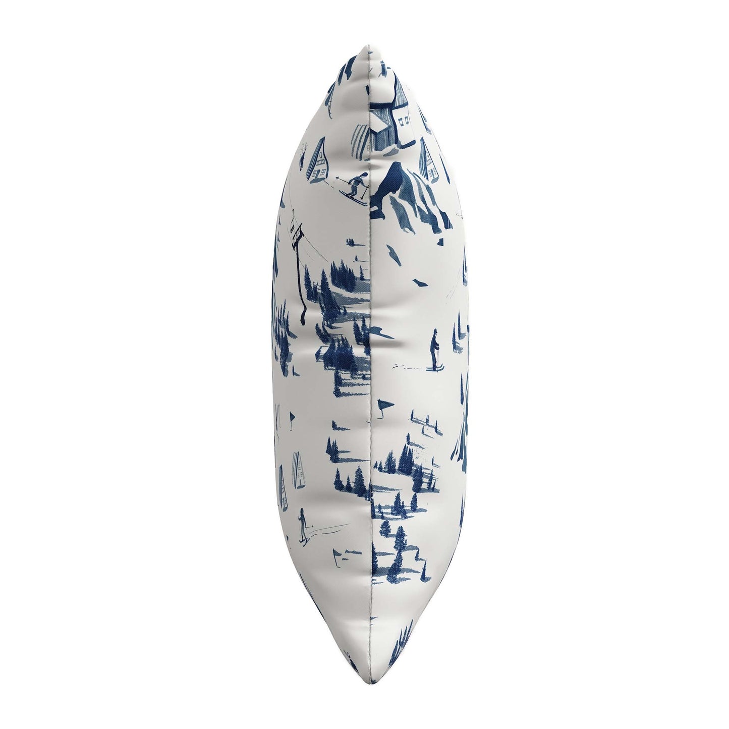 The Ski Toile Pillow, Blue