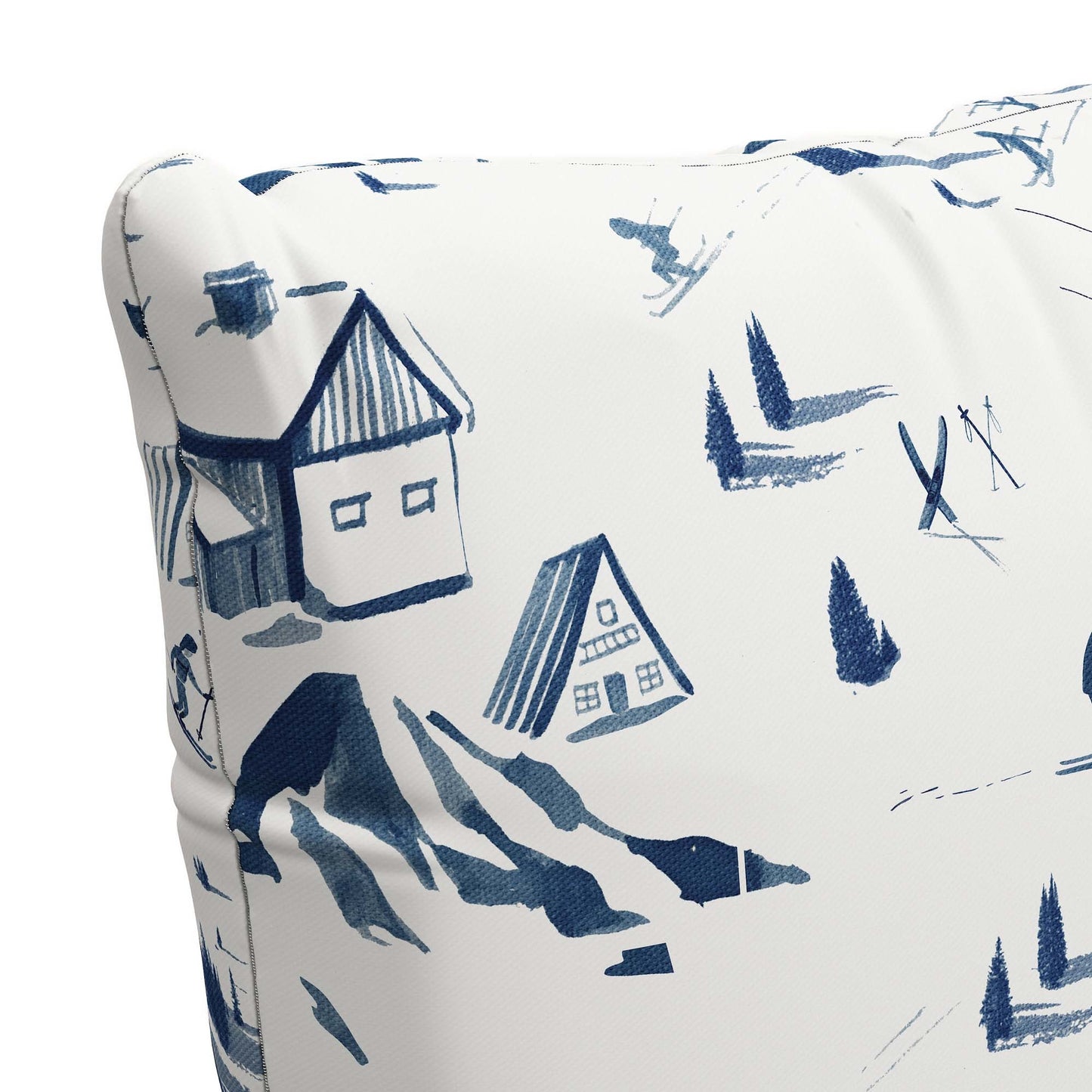 The Ski Toile Pillow, Blue