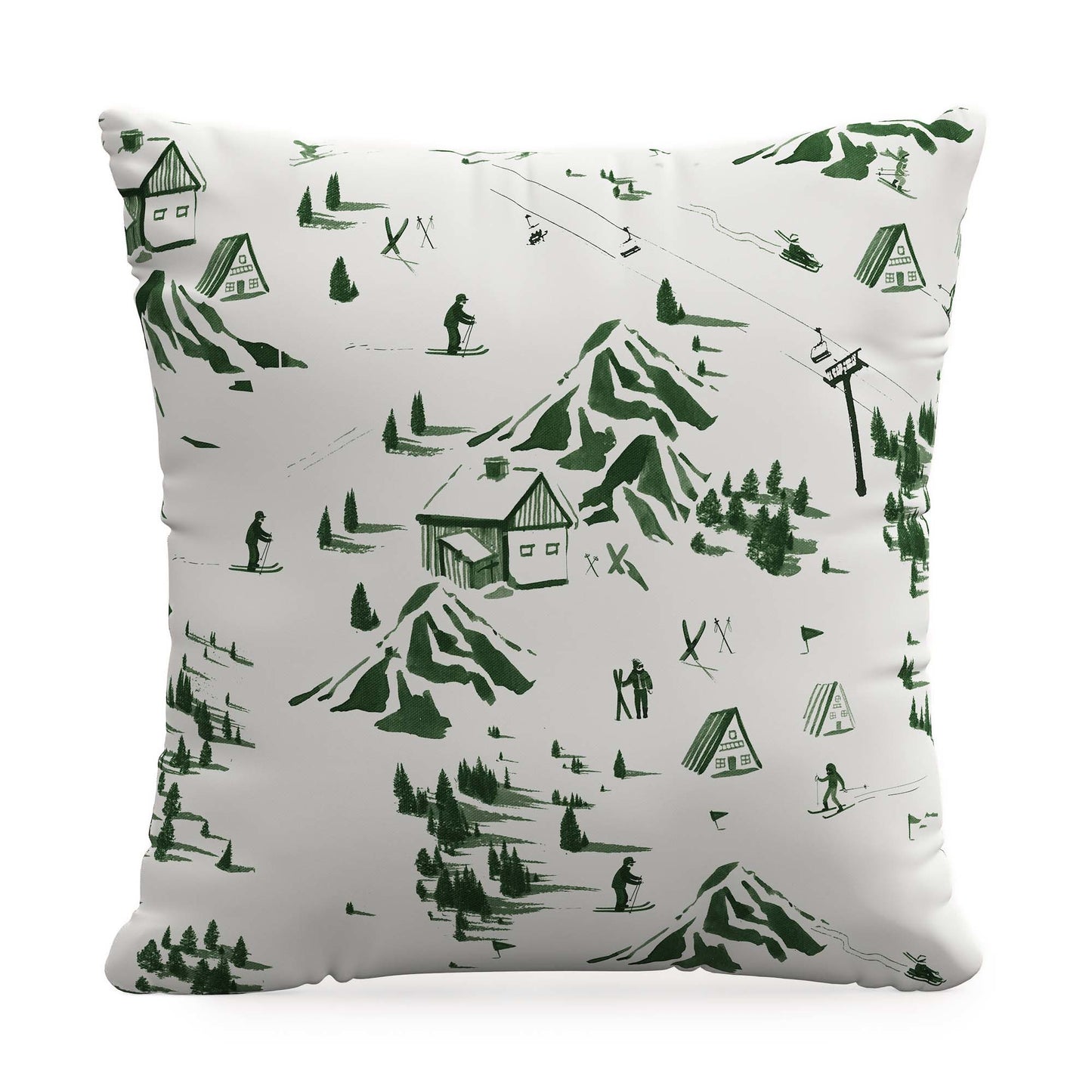 The Ski Toile Pillow, Green