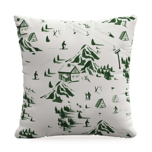 Product image for The Ski Toile Pillow, Green