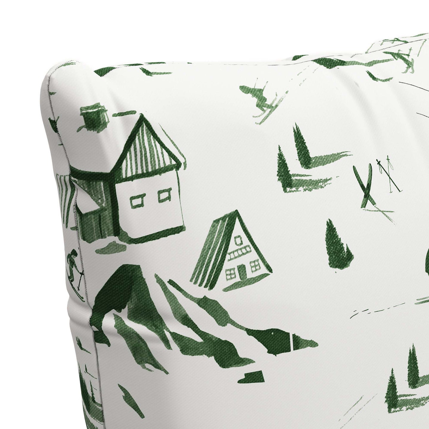 The Ski Toile Pillow, Green